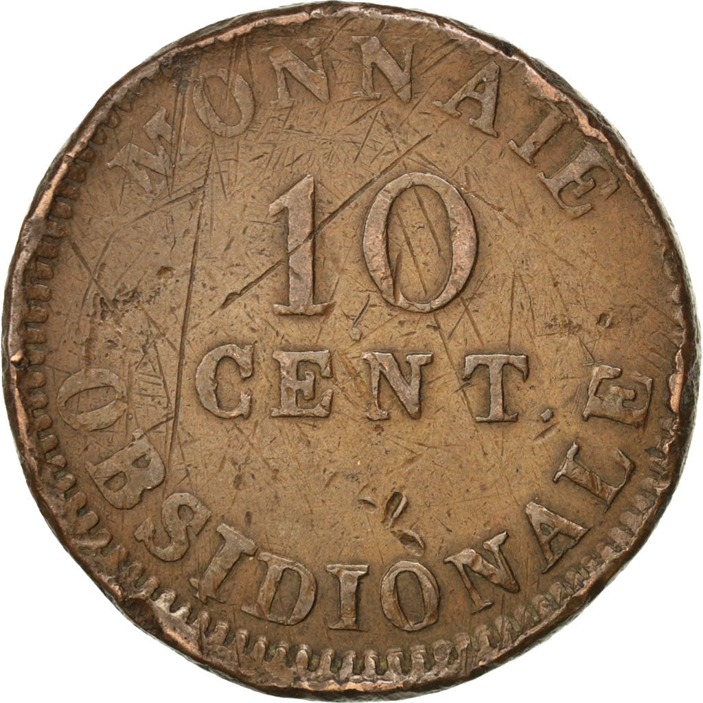 Premier Empire, Siège d'Anvers, 10 Centimes à l'N, 1814, Gadoury 191f