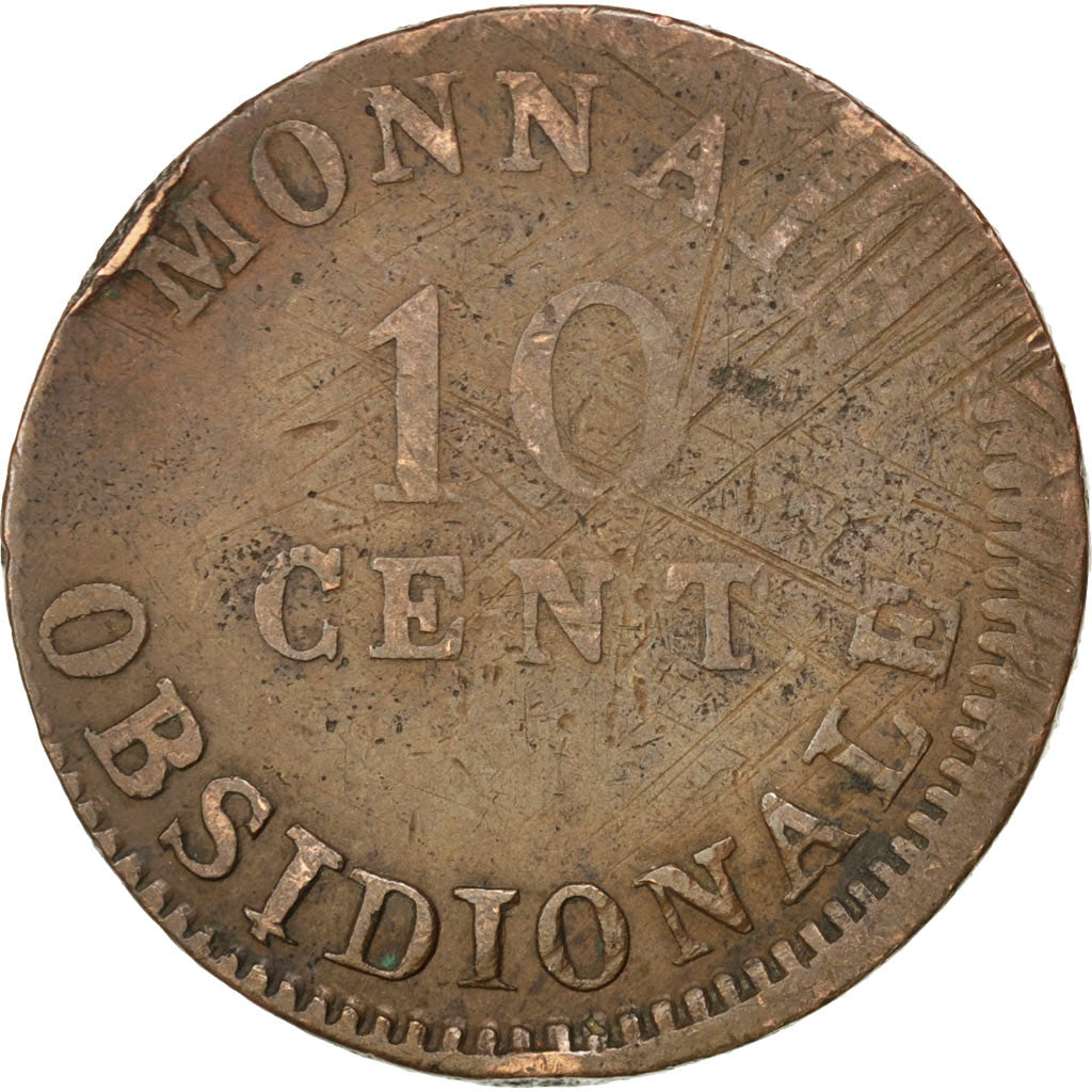 Louis XVIII, Siège d'Anvers, 10 Centimes au double L, 1814, Gadoury 193a