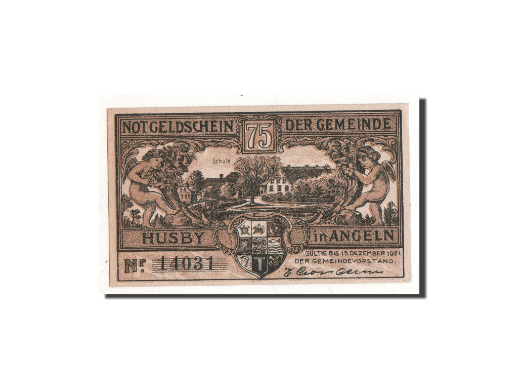 Germany, Husby, 75 Pfennig, train, O.D, UNC(65-70), Mehl:637.1a