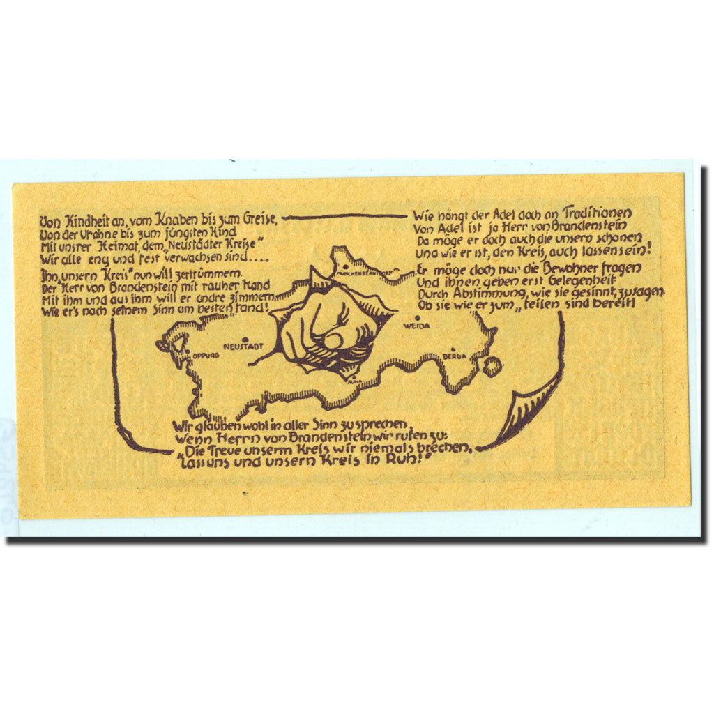 Banknote, Germany, Neustadt a.d Orla Stadt, 1.5 Mark, carte, 1921, 1921-10-01
