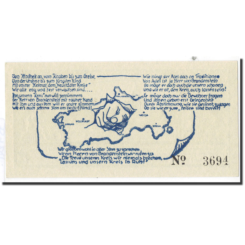 Banknote, Germany, Neustadt a.d Orla Stadt, 1.5 Mark, carte 1, 1921, 1921-11-01