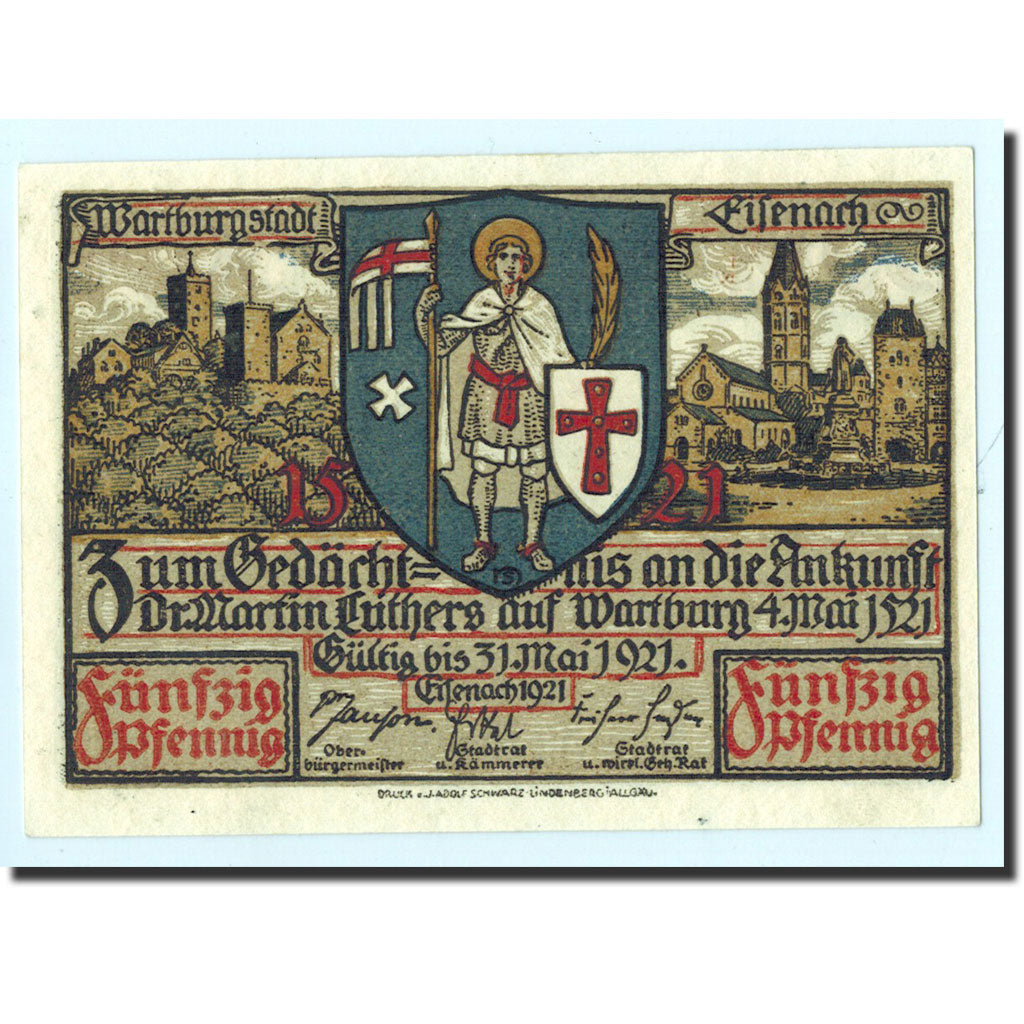Germany, Eisenach Stadt, 50 Pfennig, paysage, 1921, UNC(65-70), Mehl:320.2a