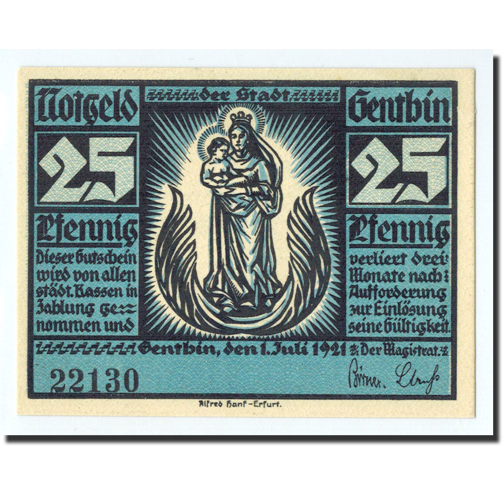Banknote, Germany, Genthin, 25 Pfennig, paysage, 1921, 1921-07-01, UNC(65-70)