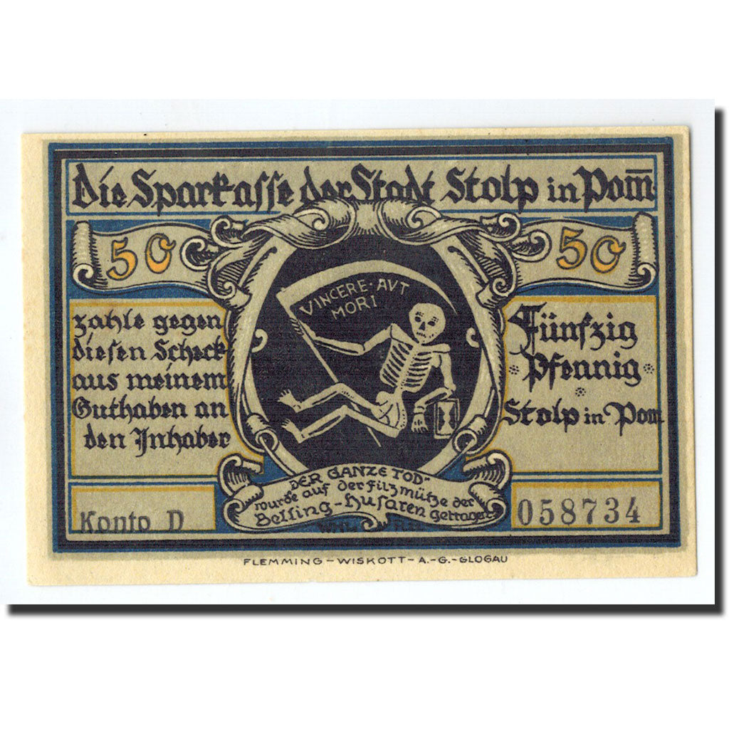 Germany, Stolp, 50 Pfennig, cavalier, O.D, UNC(65-70), Mehl:1275.3a