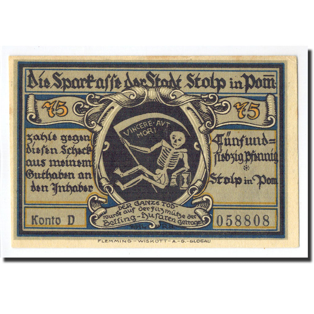 Germania, Stolp, 75 Pfennig, cavalier, O.D, FDS, Mehl:1275.3a