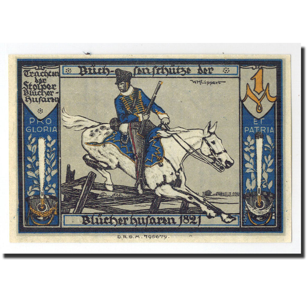 Germania, Stolp, 1 Mark, cavalier, O.D, FDS, Mehl:1275.3a