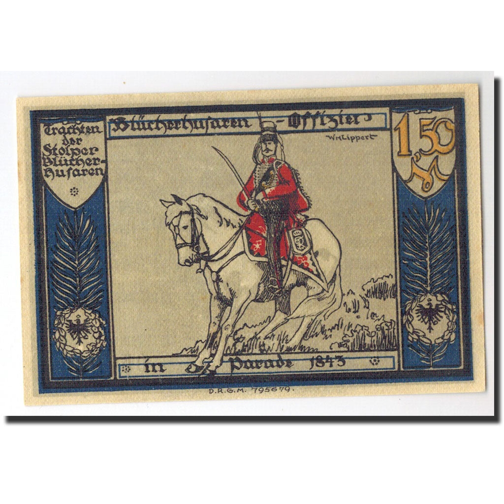 Germany, Stolp, 1.5 Mark, cavalier, O.D, UNC(65-70), Mehl:1275.3a