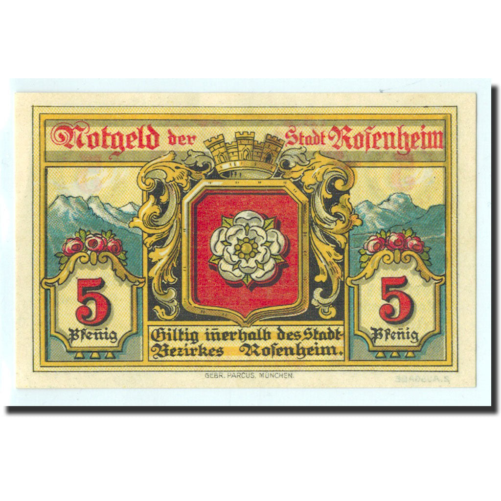 Banknote, Germany, Rosenheim, 5 Pfennig, voute, 1921, 1921-02-16, UNC(65-70)