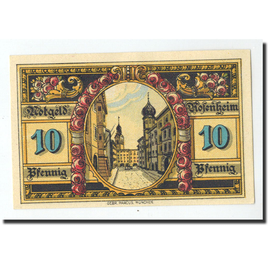 Billet, Allemagne, Rosenheim, 10 Pfennig, ruelle, 1921, 1921-02-16, NEUF