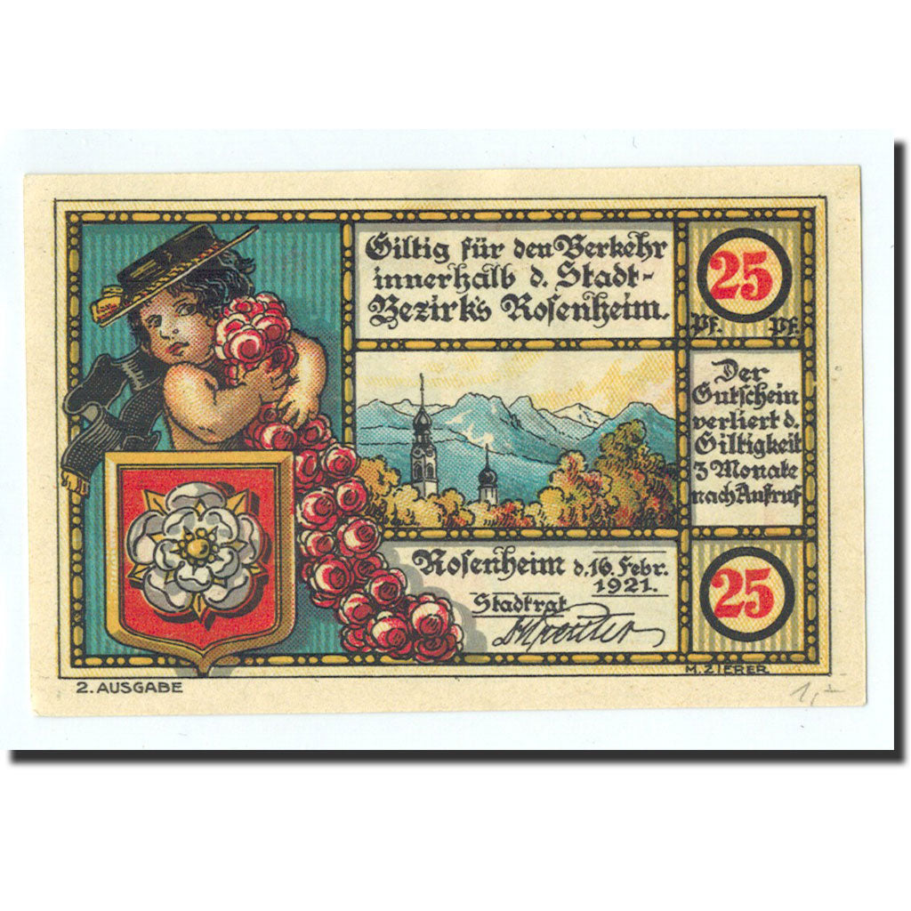 Banknote, Germany, Rosenheim, 25 Pfennig, Ville, 1921, 1921-02-16, UNC(65-70)