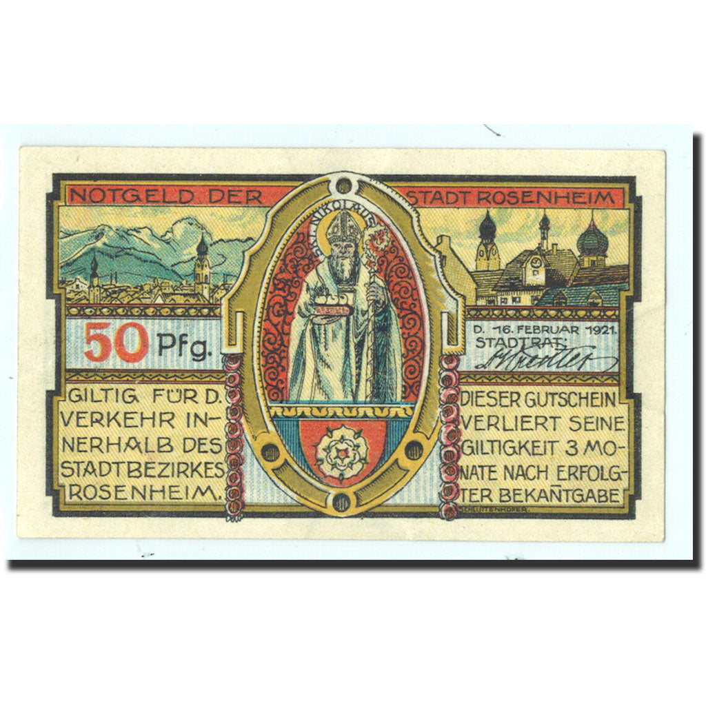 Banknote, Germany, Rosenheim, 50 Pfennig, voute, 1921, 1921-02-16, UNC(65-70)