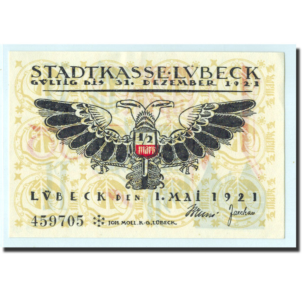Banknote, Germany, Lübeck, 50 Pfennig, église 4, 1921, 1921-05-01, UNC(65-70)