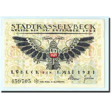 Banknote, Germany, Lübeck, 50 Pfennig, église 4, 1921, 1921-05-01, UNC(65-70)