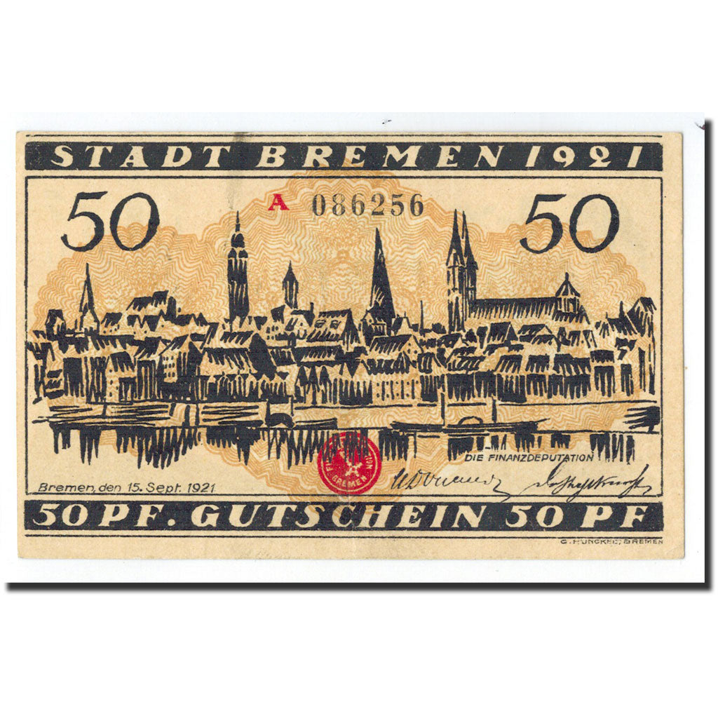 Banknote, Germany, Bremen, 50 Pfennig, personnage, 1921, 1921-09-15, UNC(65-70)
