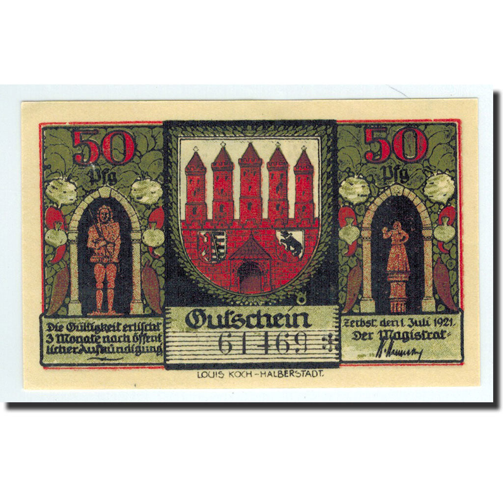 Germania, Zerbst, 50 Pfennig, rempart 5, 1921, 1921-07-01, FDS, Mehl:1469.2