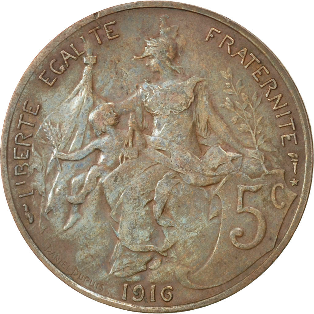 IIIème République, 5 Centimes Daniel-Dupuis, 1916, Paris, étoile, Gadoury 165
