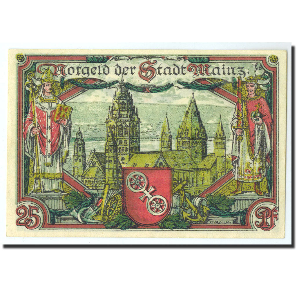 Banknote, Germany, Mainz Stadt, 25 Pfennig, Eglise, 1921, 1921-01-01