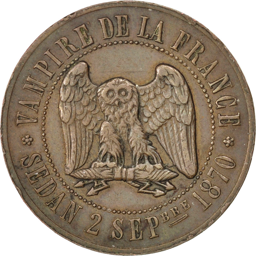 Moneta, Francia, 10 Centimes, 1870, BB+, Bronzo