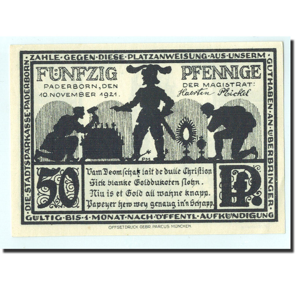 Banknote, Germany, Paderborn, 50 Pfennig, personnage 2, 1921, 1921-11-10