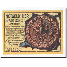 Banknote, Germany, Lorch, 25 Pfennig, personnage, 1921, 1921-06-15, UNC(65-70)