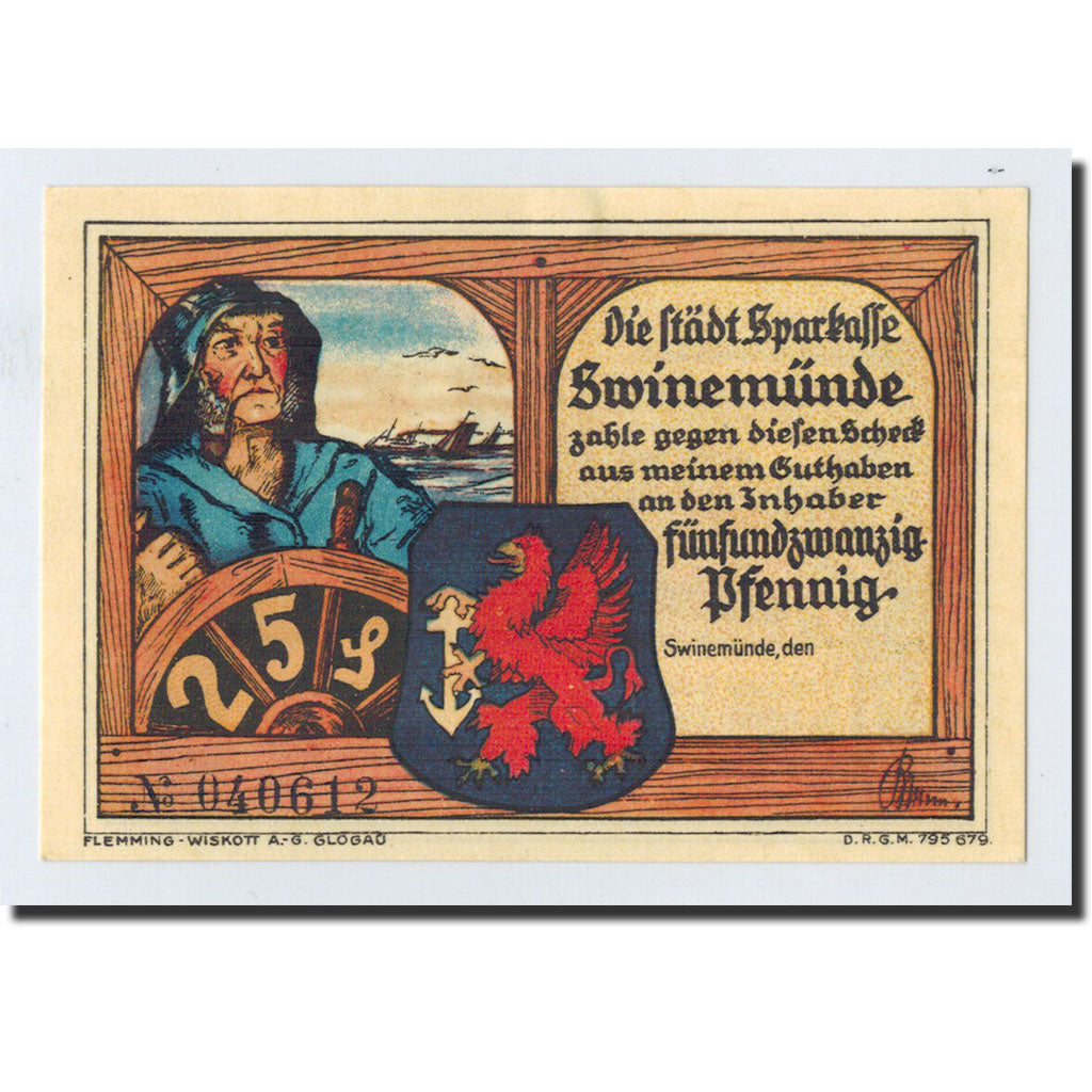 Banknote, Germany, Swinemünde, 25 Pfennig, paysage, O.D, Undated, UNC(65-70)