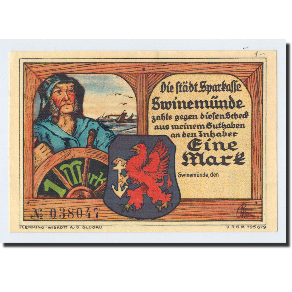 Banknote, Germany, Swinemünde, 1 Mark, Batiment, O.D, Undated, UNC(65-70)