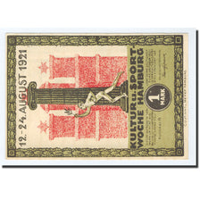 Banknote, Germany, Hamburg, 1 Mark, Monument, 1921, 1921-08-12, UNC(65-70)