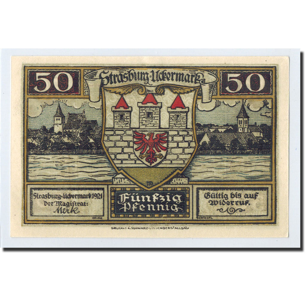 Banknote, Germany, Strasburg i Uckermark, 50 Pfennig, Maison, 1921, Undated