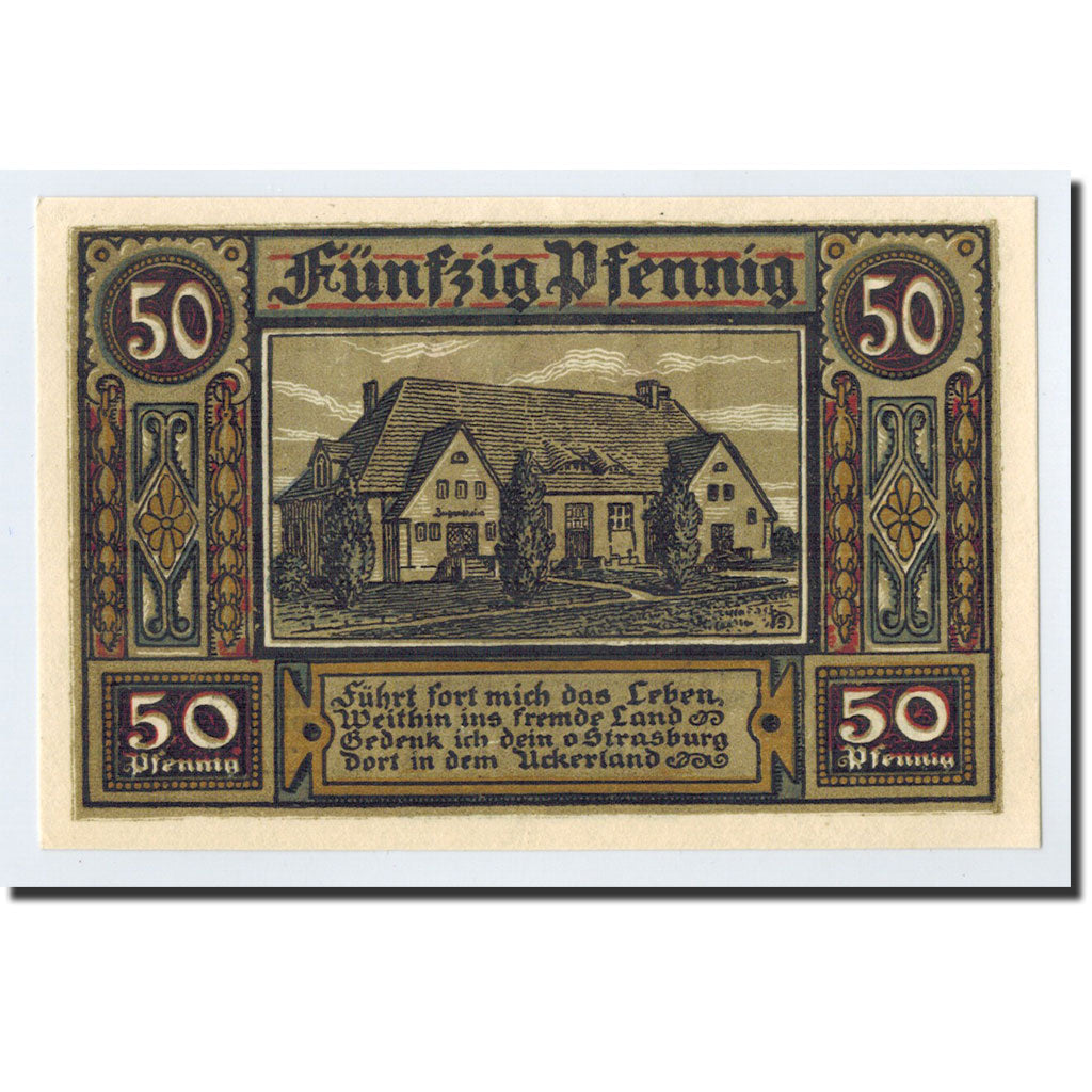 Banknote, Germany, Strasburg i Uckermark, 50 Pfennig, Maison, 1921, Undated