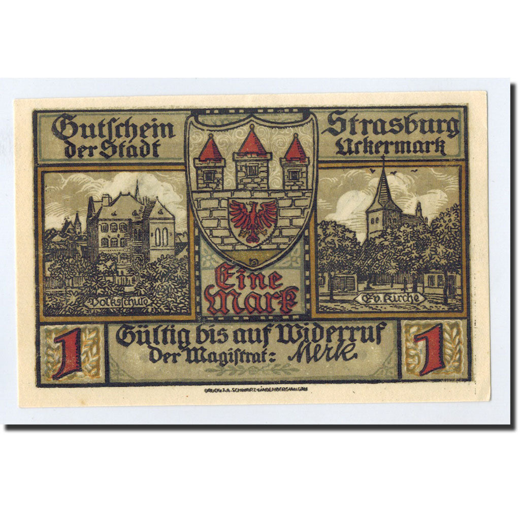 Banknote, Germany, Strasburg i Uckermark, 1 Mark, soldat, 1921, Undated