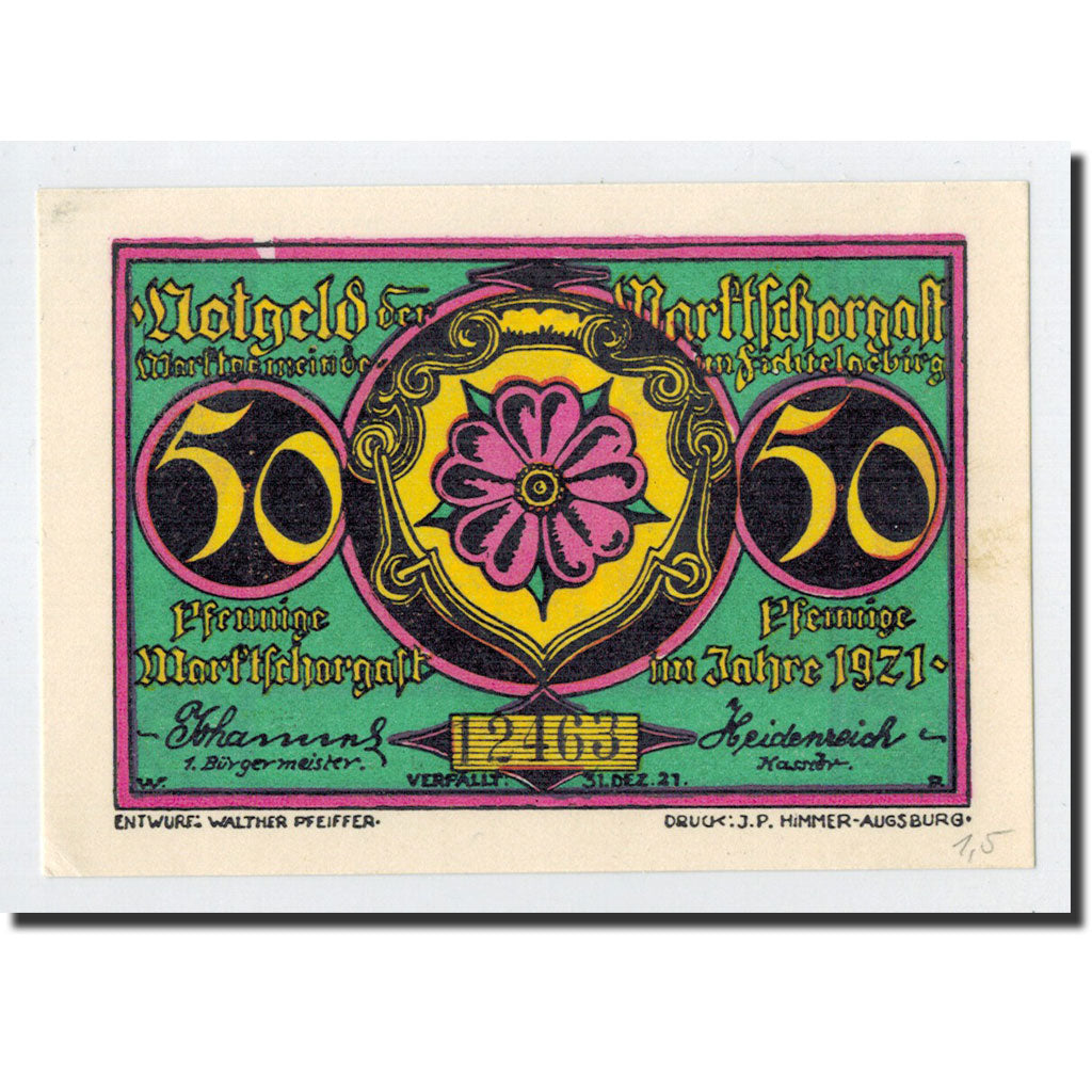 Banknote, Germany, Marktschorgast, 50 Pfennig, train, 1921, Undated, UNC(65-70)
