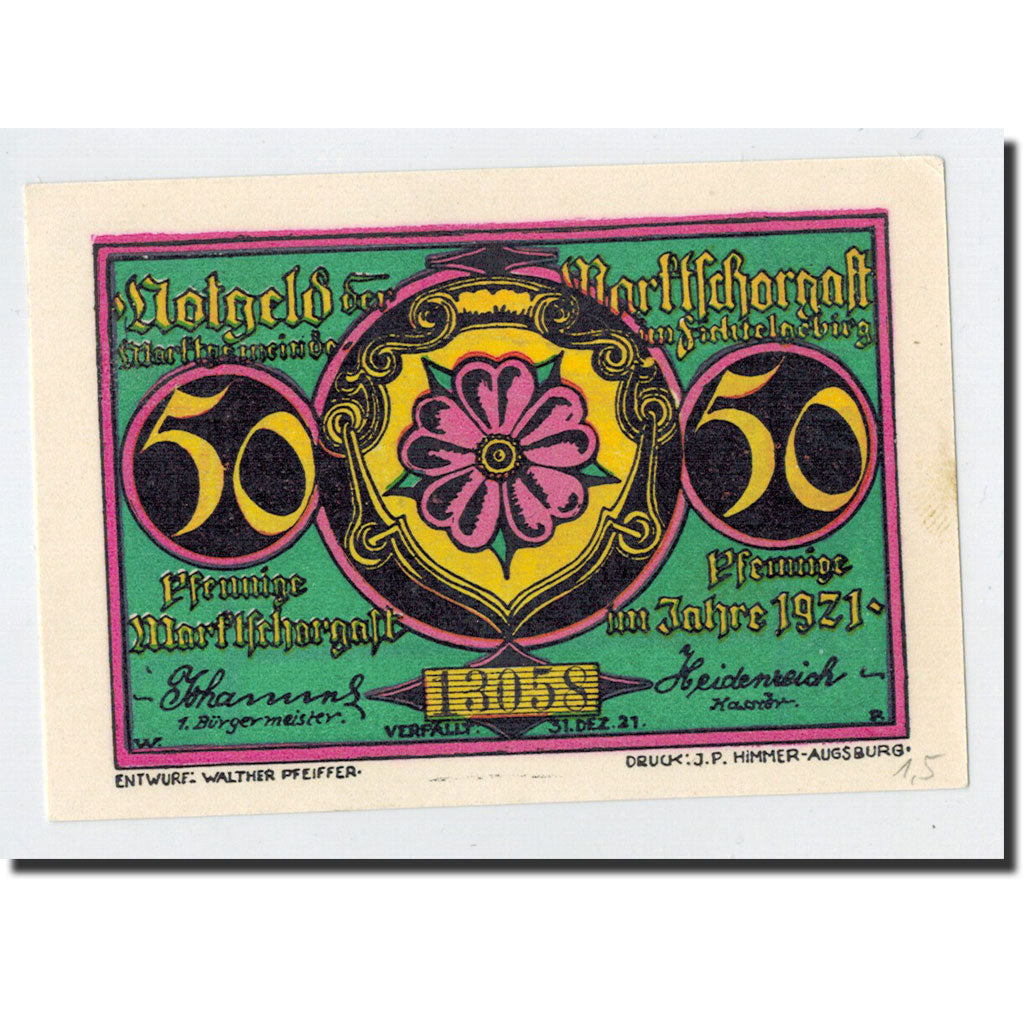 Germany, Marktschorgast, 50 Pfennig, train 1, 1921, UNC(65-70), Mehl:871.3a