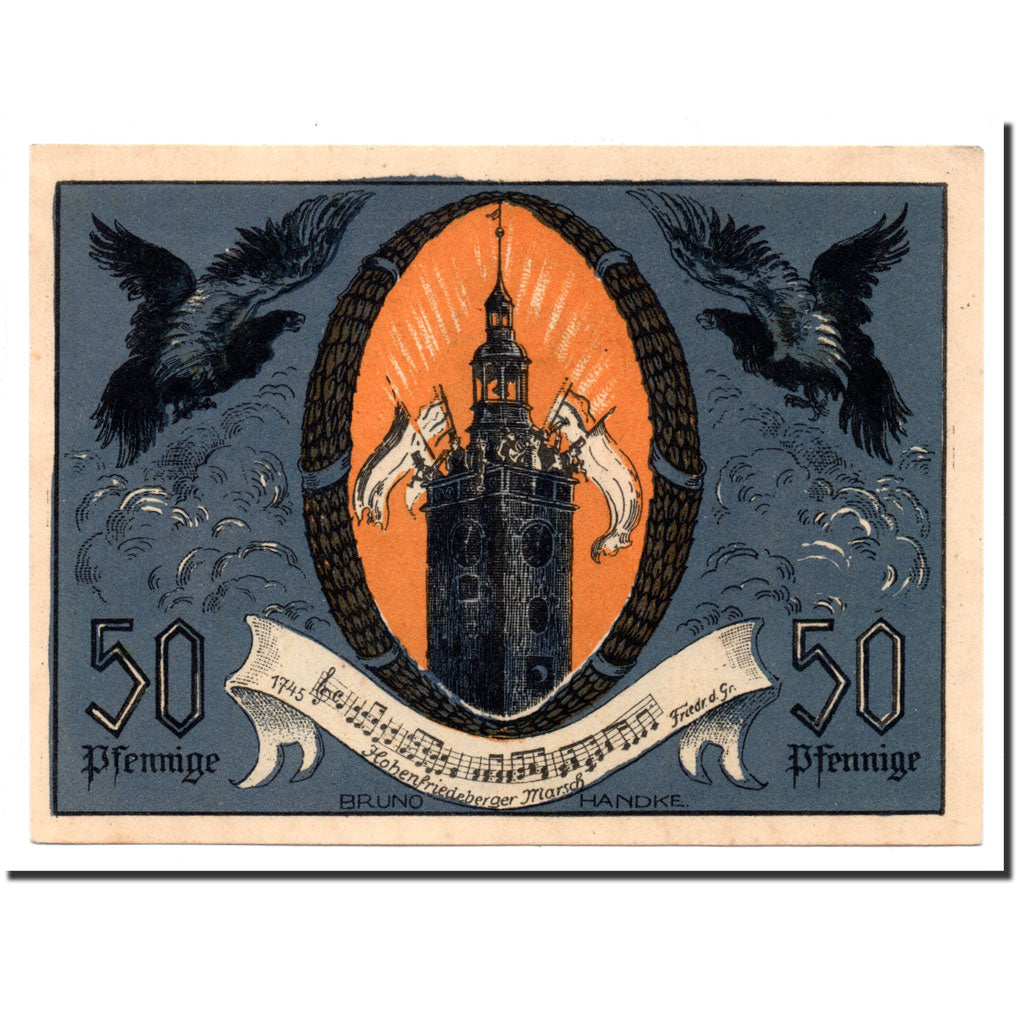 Banknote, Germany, Striegau, 50 Pfennig, portrait 1, 1921, Undated, UNC(63)
