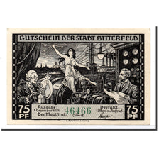 Banknote, Germany, Bitterfeld Stadt, 75 Pfennig, chemin de fer, 1921