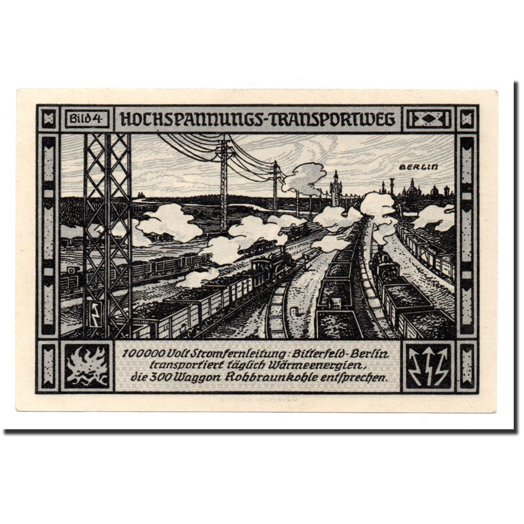 Banknote, Germany, Bitterfeld Stadt, 75 Pfennig, chemin de fer, 1921