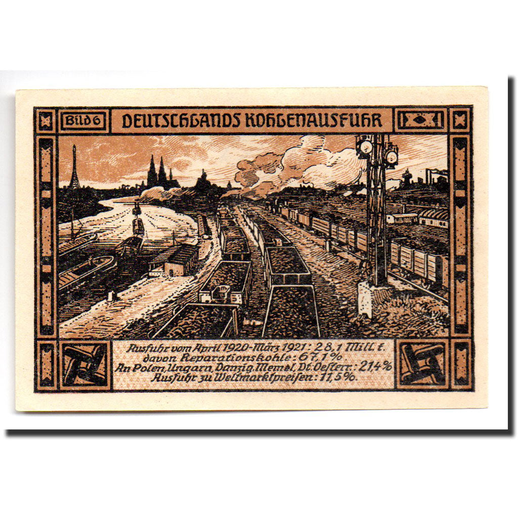 Banknote, Germany, Bitterfeld Stadt, 50 Pfennig, chemin de fer, 1921