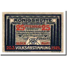 Banknote, Germany, Königshütte, 25 Pfennig, Usine, 1921, 1921-03-20