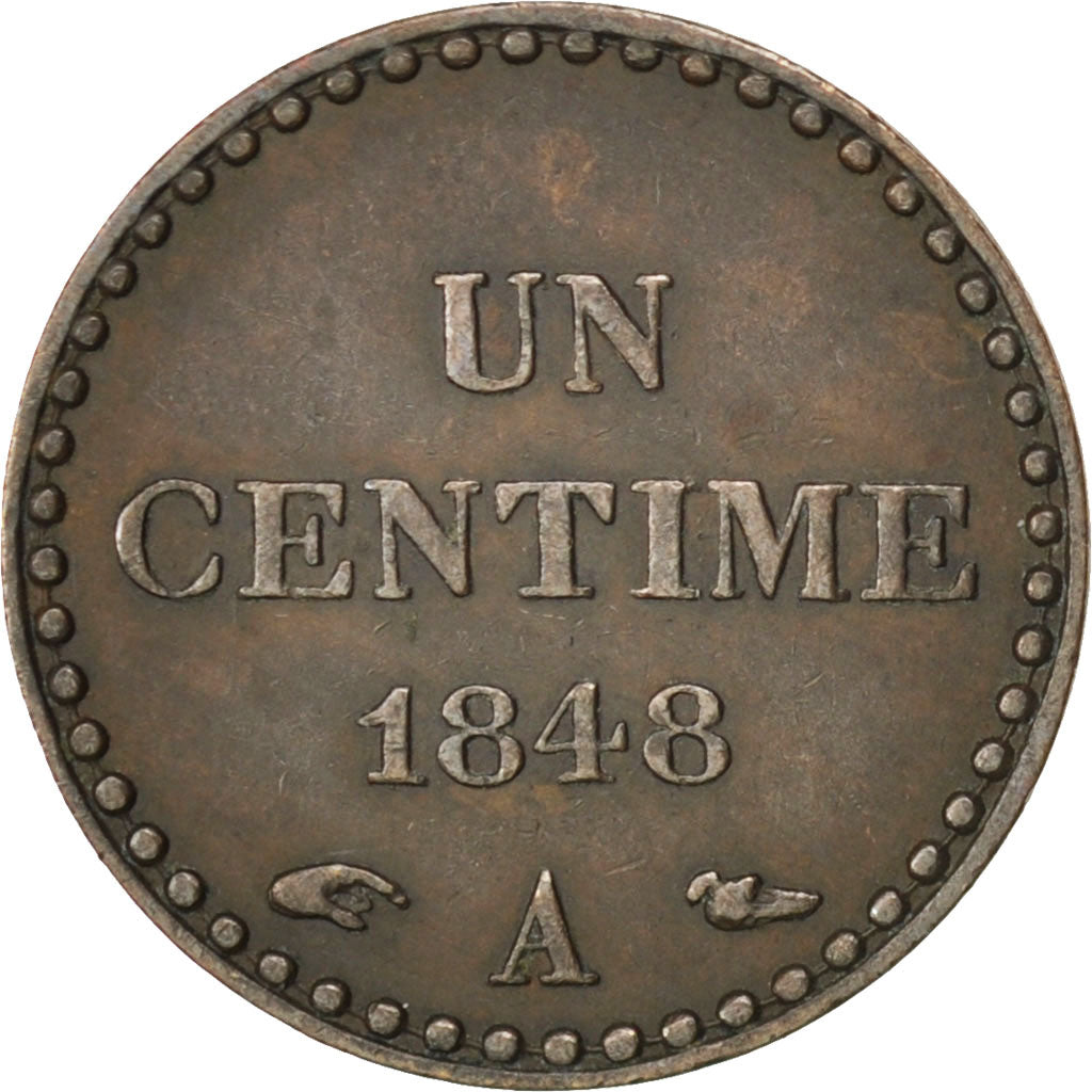 Francia, Dupré, Centime, 1848, Paris, BB+, Bronzo, KM:754, Gadoury:84