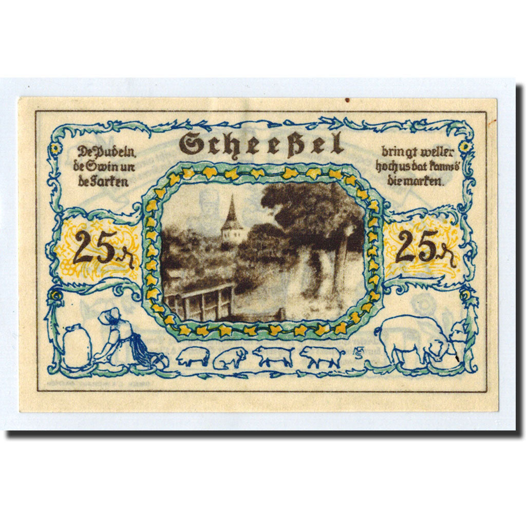 Banknote, Germany, Scheessel, 25 Pfennig, personnage, 1921, 1921-10-01