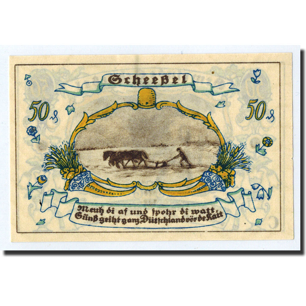 Banknote, Germany, Scheessel, 50 Pfennig, agriculteur, 1921, 1921-10-01
