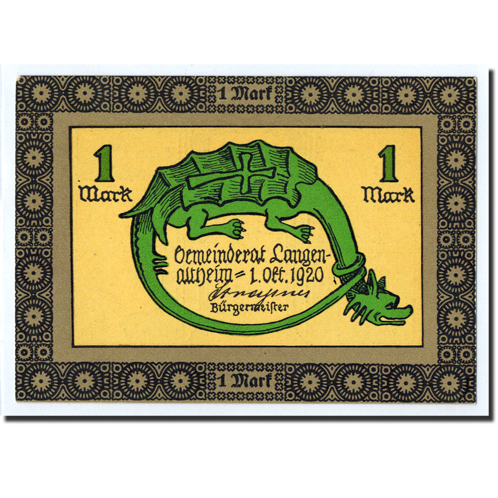 Germany, Langenaltheim, 1 Mark, Animaux, 1920, UNC(65-70), Mehl:766.5