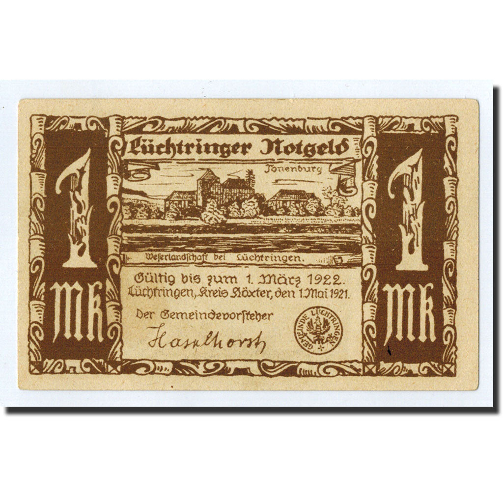 Geldschein, Deutschland, Lüchtringen, 1 Mark, personnage, 1921, 1921-05-01