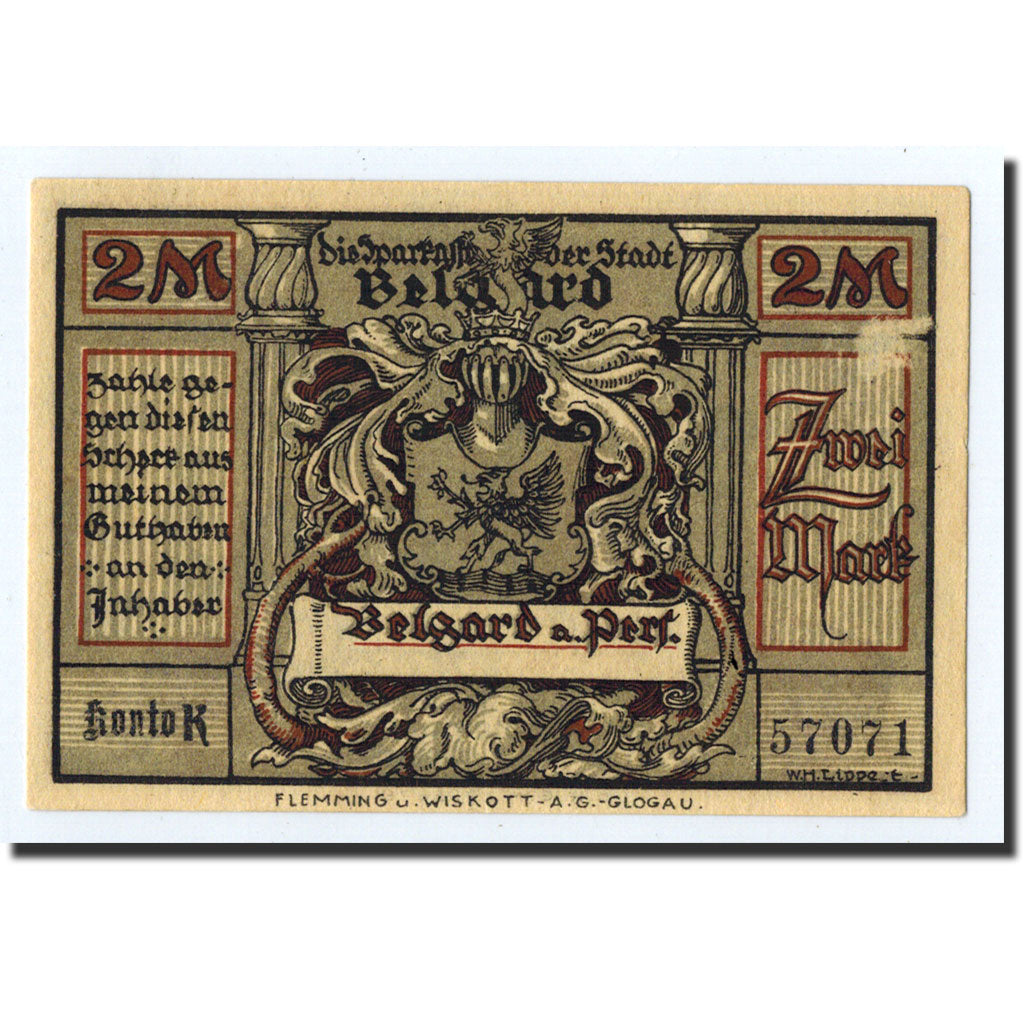 Banknote, Germany, Belgard a. Persante Stadt, 2 Mark, portrait, O.D, Undated