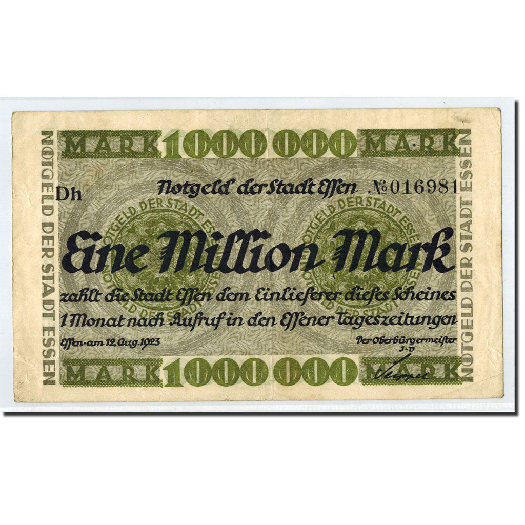 Germany, Essen, 1 Million Mark, graphique, 1923, 1923-08-12, AU(50-53)