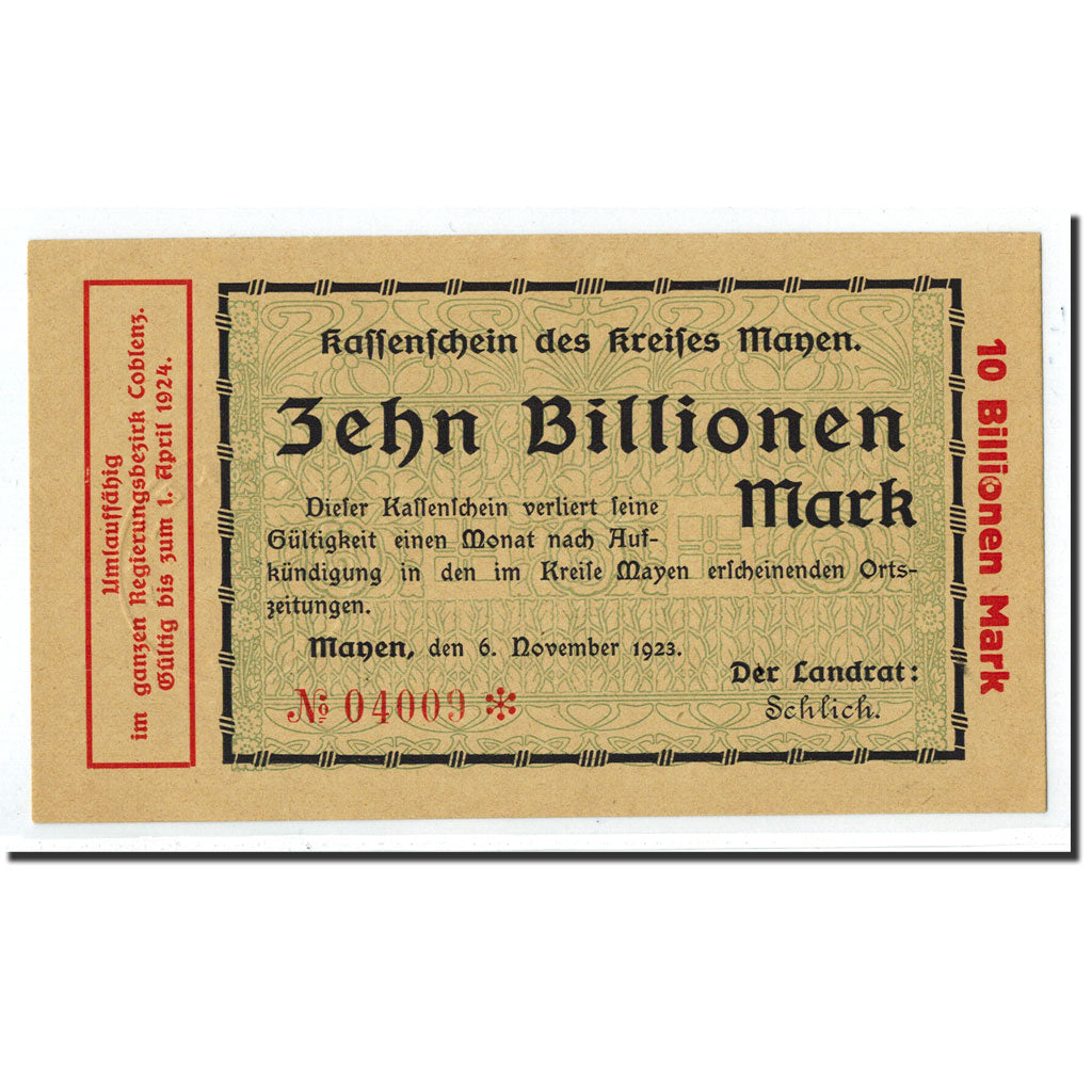 Banconote, Germania, Manen, 10 Billion Mark, graphique, 1923, 1923-11-06, FDS