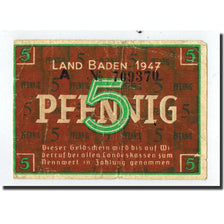 Germany, Land Baden, 5 Pfennig, Ecusson, 1947, VF(30-35)