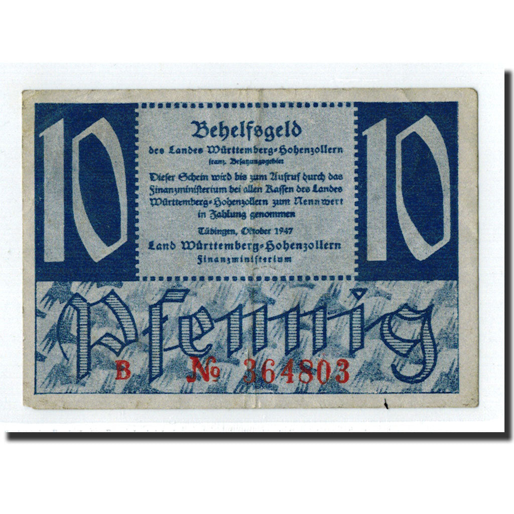 Deutschland, Tübingen, 10 Pfennig, château, 1947, Undated (1947), SS
