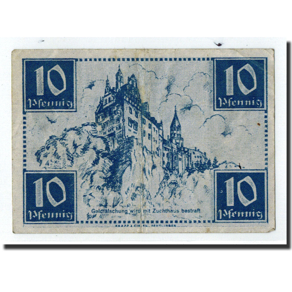 Deutschland, Tübingen, 10 Pfennig, château, 1947, Undated (1947), SS