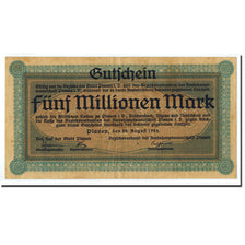 Banknote, Germany, Plauen, 5 Millionen Mark, graphique, 1923, 1923-08-20