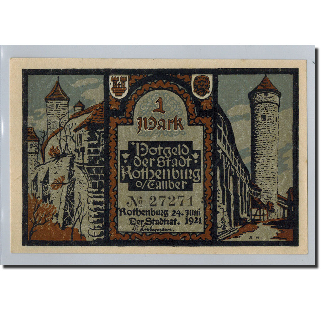 Banknote, Germany, Rothenburg o.T. Stadt, 1 Mark, tour 1, 1921, 1921-06-24